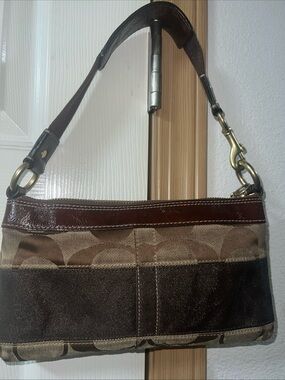 Coach Vintage Signature Stripe Demi Brown Shoulder Bag M0626-10120 ~RARE~VGC